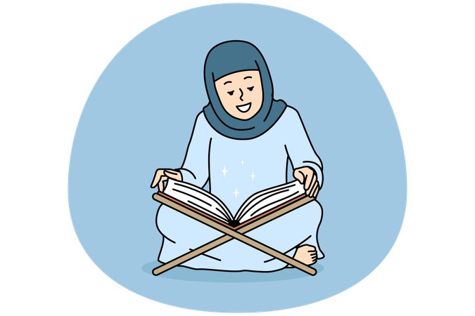 Arabic woman read Quran  Illustration