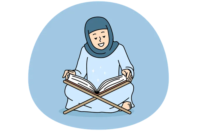 Arabic woman read Quran  Illustration