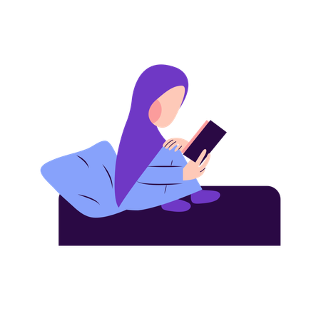 Arabic Woman Reading Book  Illustration