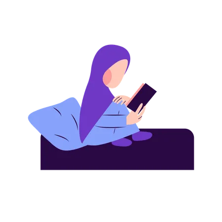Arabic Woman Reading Book  Illustration