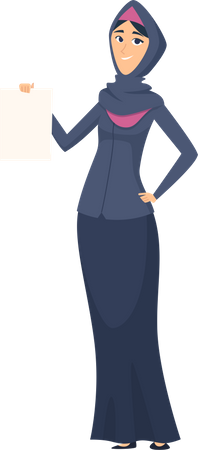 Arabic woman showing blank paper Illustration