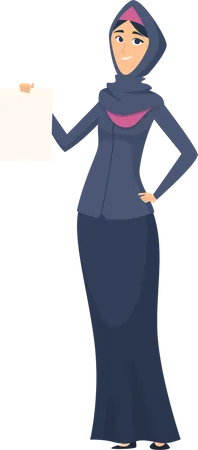 Arabic woman showing blank paper  Illustration