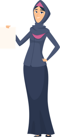 Arabic woman showing blank paper  Illustration