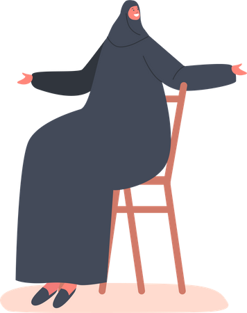 Arabic Woman Sitting on Chair Illustration
