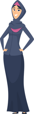 Arabic woman standing with hand on waist Illustration