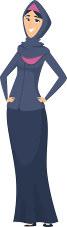 Arabic woman standing with hand on waist  Illustration