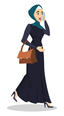 Arabic woman talking on phone Illustration