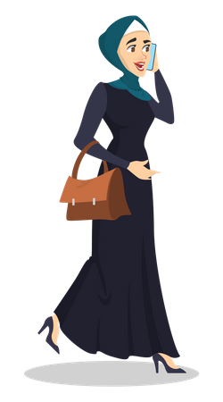 Arabic woman talking on phone  Illustration