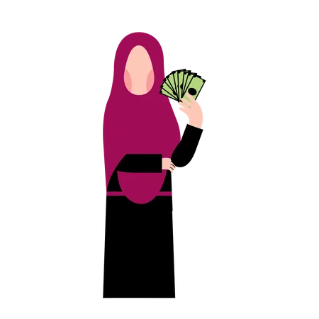 Arabic Woman with Money Illustration