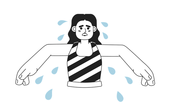 Arabic woman with sweaty armpits  Illustration