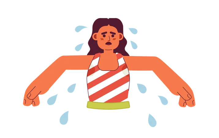 Arabic woman with sweaty armpits  Illustration