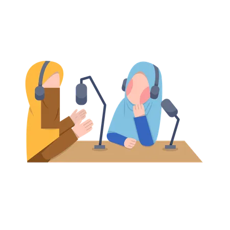 Arabic Women Recording Podcast  Illustration