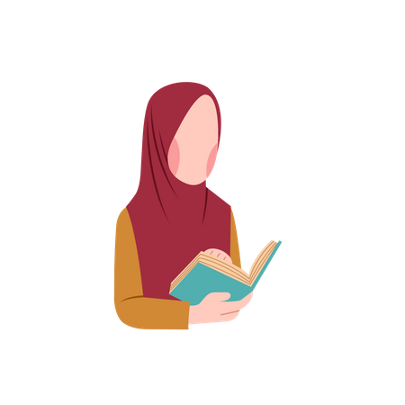 Arabische Frau liest Buch  Illustration