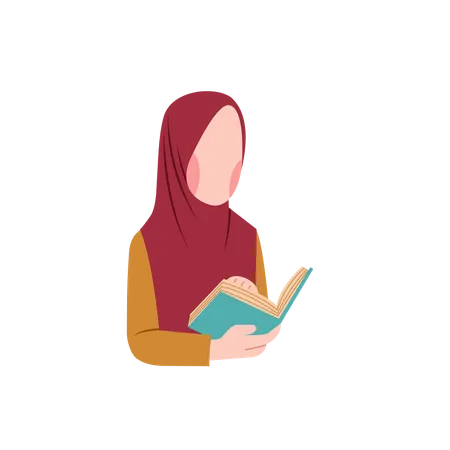 Arabische Frau liest Buch  Illustration