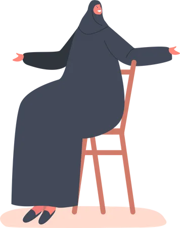 Arabische Frau sitzt auf Stuhl  Illustration