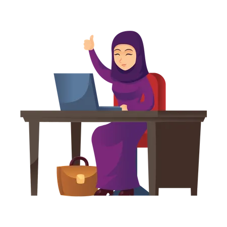 Arabische Geschäftsfrau arbeitet im Büro  Illustration