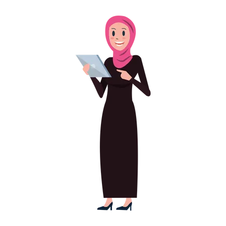 Arabische Geschäftsfrau mit Tablet  Illustration