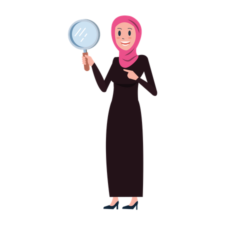 Arabische Geschäftsfrau mit Lupe  Illustration