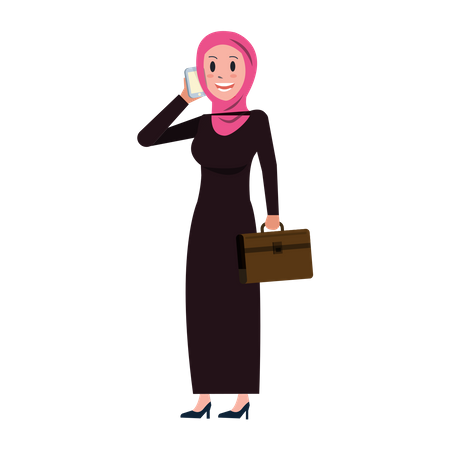 Arabische Geschäftsfrau telefoniert mit Smartphone  Illustration