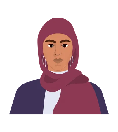 Junge Moslemische Frau Portrat Arabische Geschaftsfrau Die Traditionelle Kleidung Tragt Frau Die Hijab Tragt Islam Religion Isolierte Vektorillustration Illustration