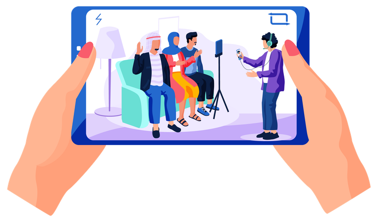Araber geben Interviews vor der Kamera  Illustration