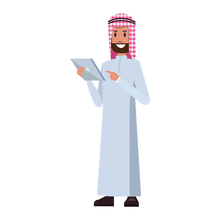 Arabischer Geschäftsmann mit Tablet  Illustration