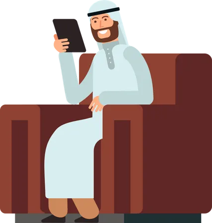 Arabischer Geschäftsmann mit Tablet  Illustration