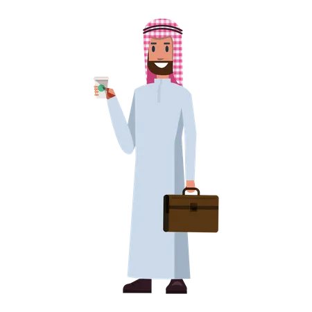 Arabischer Geschäftsmann mit Kaffee  Illustration