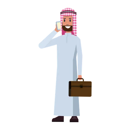 Arabischer Geschäftsmann auf dem Handy  Illustration