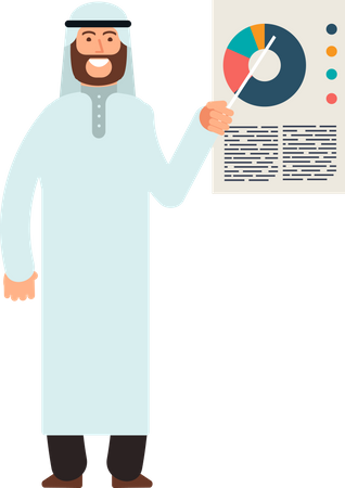 Arabischer Geschäftsmann präsentiert Diagramm  Illustration