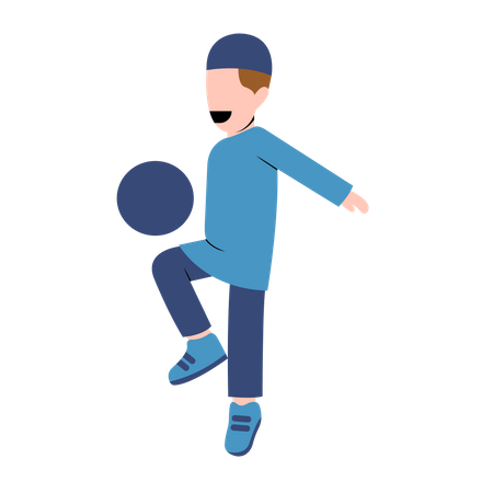 Arabischer Junge spielt mit Ball  Illustration