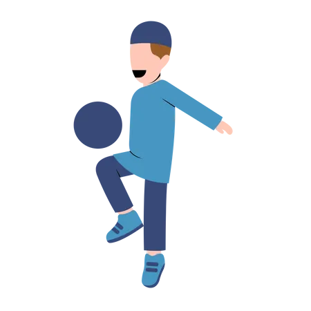 Arabischer Junge spielt mit Ball  Illustration