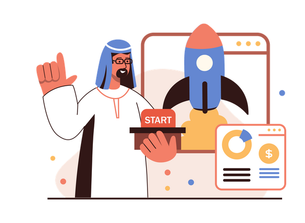 Araber gründet Startup-Unternehmen  Illustration