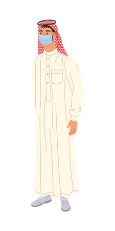 Arabischer Mann mit medizinischer Maske  Illustration
