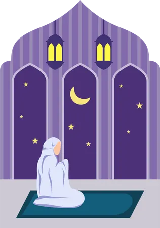 Arabisches Mädchen beim Beten  Illustration