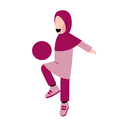 Arabisches Mädchen spielt mit Ball  Illustration