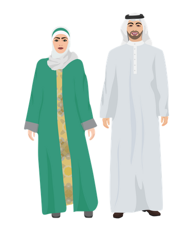 Arabisches Paar in traditioneller Kleidung  Illustration