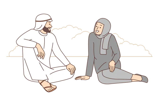 Arabisches Paar im Gespräch  Illustration