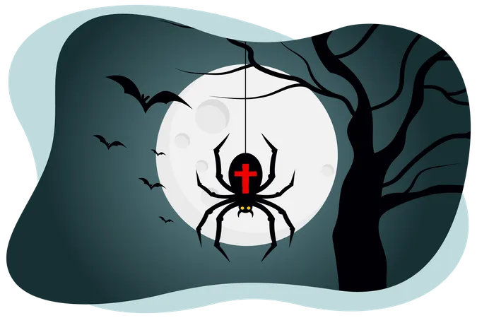 Araña negra aterradora  Ilustración