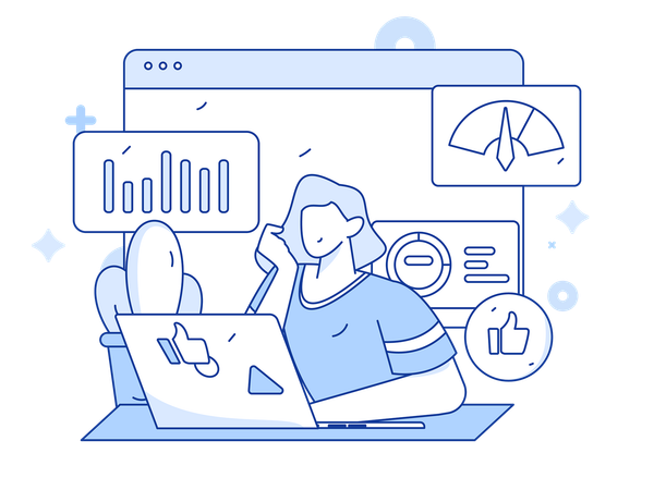 Mitarbeiter analysiert grafische Daten  Illustration