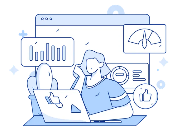 Mitarbeiter analysiert grafische Daten  Illustration