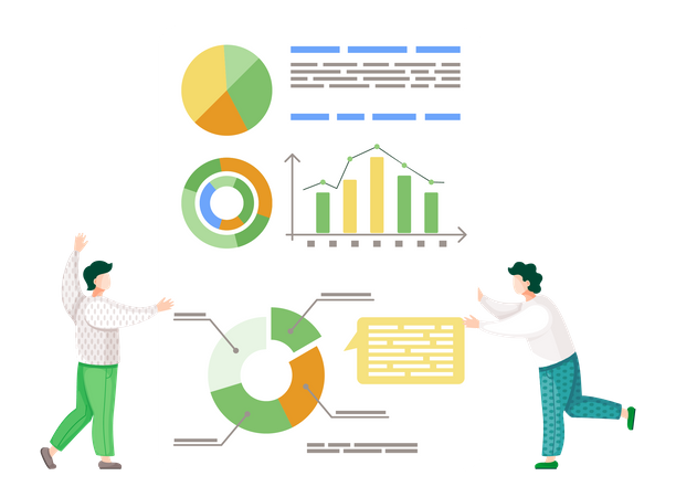 Arbeiter analysieren Statistik  Illustration