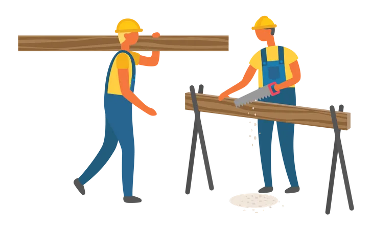 Arbeiter auf der Baustelle  Illustration