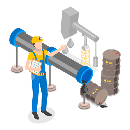 Arbeiter arbeiten auf der Ölplattform  Illustration