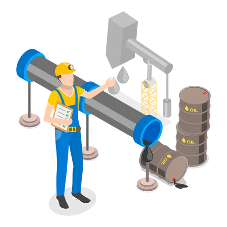 Arbeiter arbeiten auf der Ölplattform  Illustration
