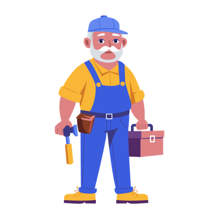 Arbeiter, der als Reparaturarbeiter arbeitet  Illustration