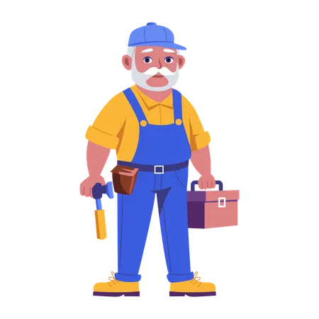 Arbeiter, der als Reparaturarbeiter arbeitet  Illustration