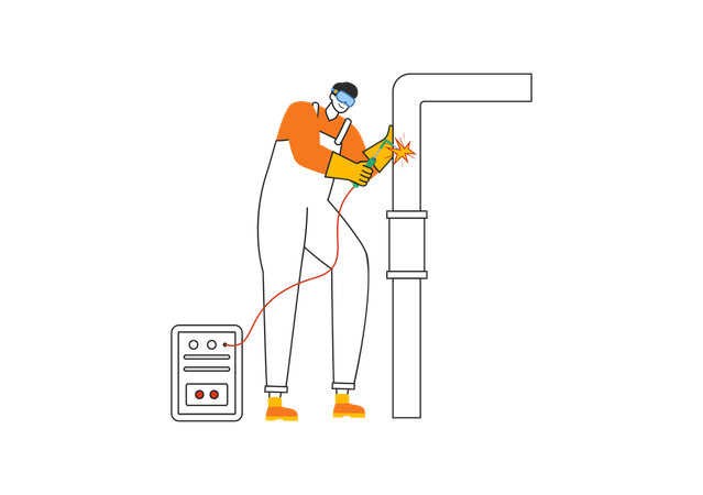 Arbeiter beim Rohrschweißen  Illustration