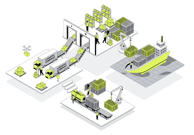 Mitarbeiter eines Logistikunternehmens  Illustration