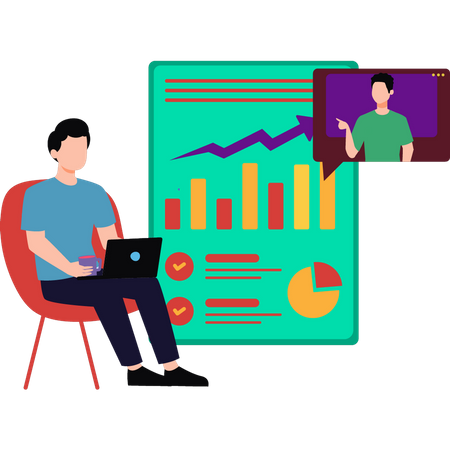 Arbeitender Mann bei der Geschäftsanalyse  Illustration